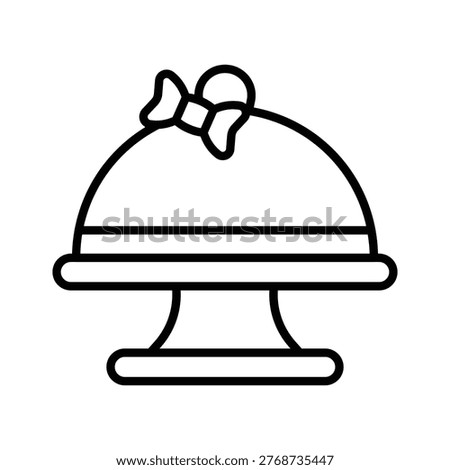 A premium line icon of cloche serving concept