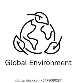 Premium line icon of global environment 