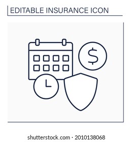 Premium line icon. Premium paid periodically amount. Payment to insurer by insured for covering risk. Insurance concept. Isolated vector illustration. Editable stroke