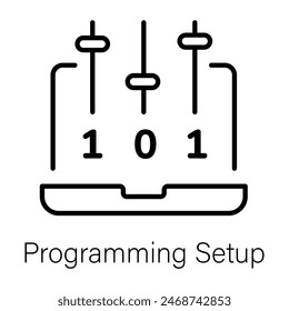Premium line icon of programming setup 