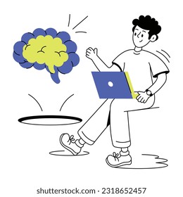 Premium line illustration of ai learning 