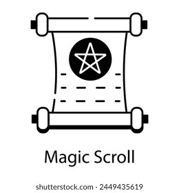 Premium line style icon of magic scroll