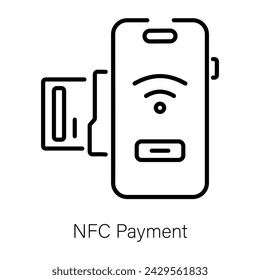Icono de estilo de línea premium de pago nfc 