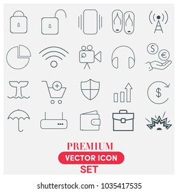 Premium Line Vector Icon Illustration Set
