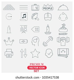 Premium Line Vector Icon Illustration Set