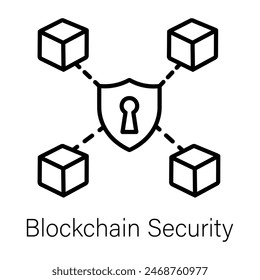 Premium linear icon depicting blockchain security 