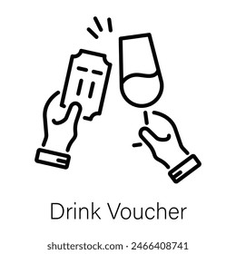 Premium linear icon depicting drink voucher 