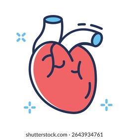 A premium linear icon featuring human heart organ