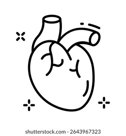 A premium linear icon featuring human heart organ