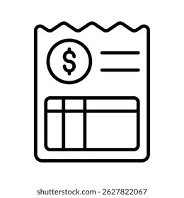 Premium linear icon of invoice document template
