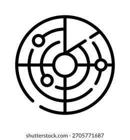 Un icono lineal premium del sistema de detección de radar