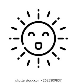 Un icono lineal premium de sol de verano brillante
