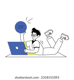 Premium linear illustration of online chat 