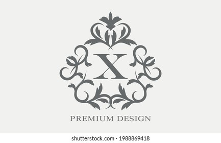Logotipo lineal premium. Exquisito monograma con letra X. Icono elegante. Símbolo de marco con un alfabeto de lujo.