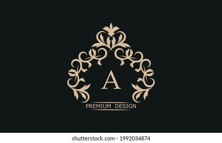 Premium linear logo with letter A. Elegant monogram company brand icon, boutique, heraldry.