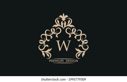 Premium linear logo with letter W. Elegant monogram company brand icon, boutique, heraldry.