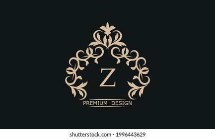 Premium linear logo with letter Z. Elegant monogram company brand icon, boutique, heraldry.