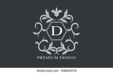 Premium linear logo. Monogram with letter D. Elegant icon. Luxury alphabet frame symbol.