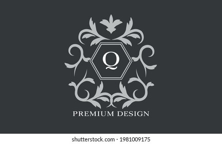Lineares Premium-Logo. Monogramm mit Buchstabe Q. Elegantes Symbol. Luxuriöses Alphabet-Bildsymbol.
