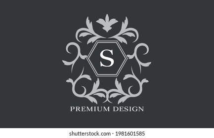 Premium linear logo. Monogram with letter S. Elegant icon. Luxury alphabet frame symbol.