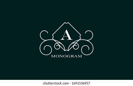 Monograma lineal Premium A. Elegante icono del logo. Símbolo de marco con un alfabeto de lujo.