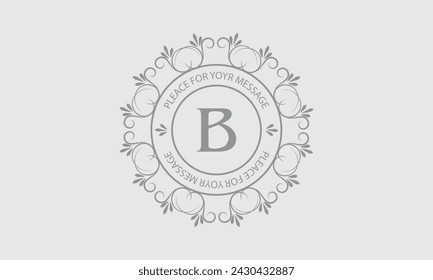 Premium linear monogram with letter B. Elegant sign, emblem, company brand. Fancy alphabet frame symbol.