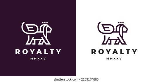 Premium lion logo design. Royal brand symbol. Minimal luxury animal line icon. Corporate brand identity sign. Vector illustration.