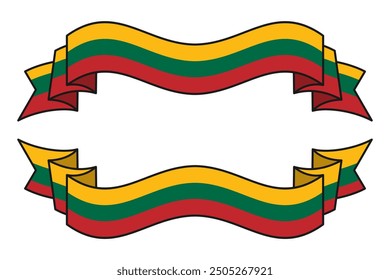 Premium Lithuania flag ribbon tape set. Editable and scalable EPS vector graphic, isolated on a white background.