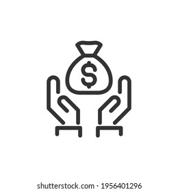 Premium loan line icon for app, web and UI. Vector stroke sign isolated on a white background. Outline icon of loan in trendy style.
