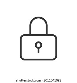 Premium lock line icon for app, web and UI. Vector stroke sign isolated on a white background. Outline icon of lock in trendy style.