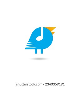 logotipo premium de la escucha de aves con auriculares. Elementos del logotipo de pájaro. Activos de Identidad Aviar Exclusivos. Logo minimalista de pájaro plano. plantilla de vector