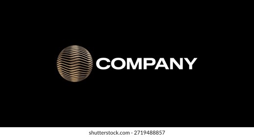 Premium Logo Design Premium Globe Wavy Gold Luxus Elegante Vektorvorlage