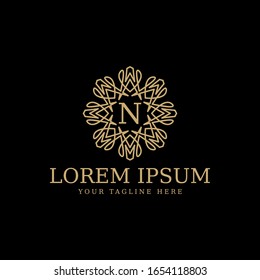 premium logo design with the initials letter N