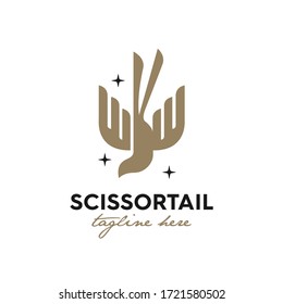 Premium logo illustration of a scissortail bird perched on a branch