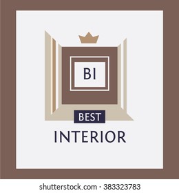 Premium logo interior with crown on top.   Gold best luxury sign.