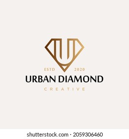Premium Logo with letter U design element template for luxury company branding
