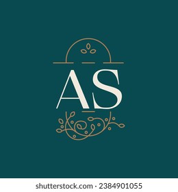 Premium AS Logo Monogramm mit goldenem Rahmen. Luxus-Initialen Design minimale moderne Schrift.