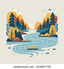 premium logo set of valley river nature mountain forest logo collection label badge vector illustration