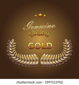 Premium logo with shining gold material, Yellow brown gold. Famous brand emblem. Custom logo