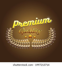 Premium logo with shining gold material, Yellow brown gold. Famous brand emblem. Custom logo