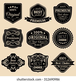 Premium logos set. Best choice emblems. Quality badges. Used for advertising, branding etc.