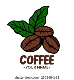 Premium Logos | Vector illustration of coffee shop logo and coffee bean business name.