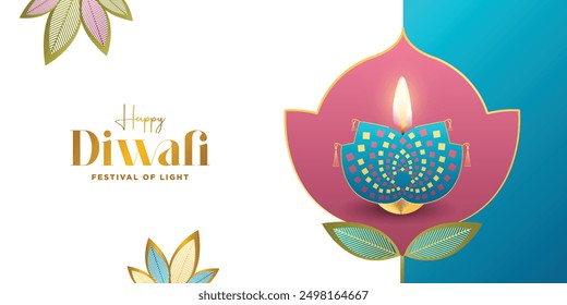Diseño de Anuncio de Web de Premium Looking Happy Diwali. Diseño de Ilustración vectorial para Festival.