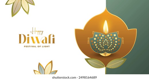 Diseño de Anuncio de Web de Premium Looking Happy Diwali. Diseño de Ilustración vectorial para Festival.