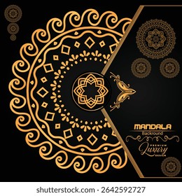 Premium Luxurious Golden Mandala Design | Royal Blue Background Art