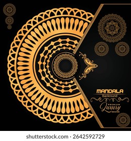 Premium Luxurious Golden Mandala Design | Royal Blue Background Art