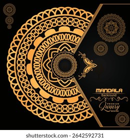 Premium Luxurious Golden Mandala Design | Royal Blue Background Art