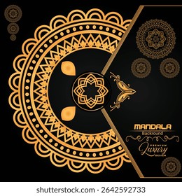 Premium Luxurious Golden Mandala Design | Royal Blue Background Art