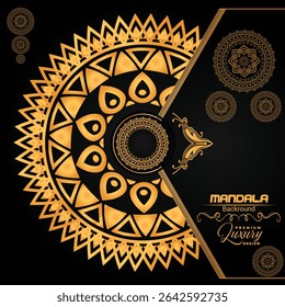 Premium Luxurious Golden Mandala Design | Royal Blue Background Art