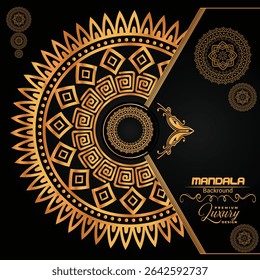 Premium Luxurious Golden Mandala Design | Royal Blue Background Art